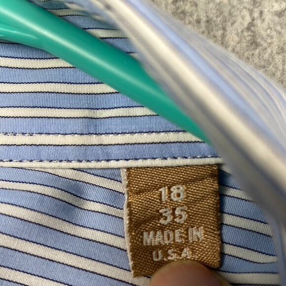 Gitman Gold Master Shirt Makers Button Men's 18 35 2XL Blue White Striped - Picture 7 of 12